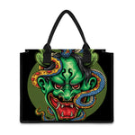 Japanese Oni Demon With Snake Print Canvas Tote Bag
