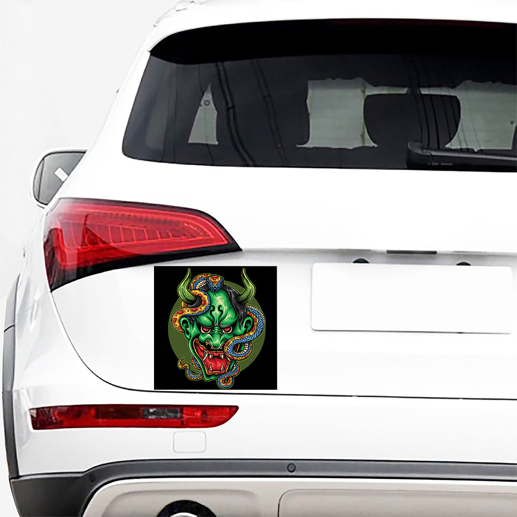 Japanese Oni Demon With Snake Print Car Sticker