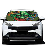 Japanese Oni Demon With Snake Print Car Windshield Snow Cover