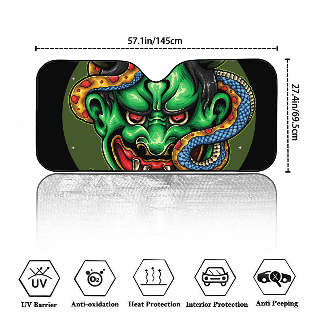 Japanese Oni Demon With Snake Print Car Windshield Sun Shade