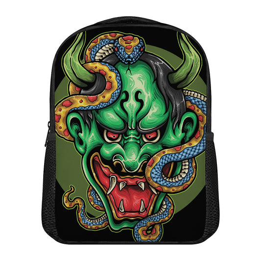 Japanese Oni Demon With Snake Print Casual Backpack