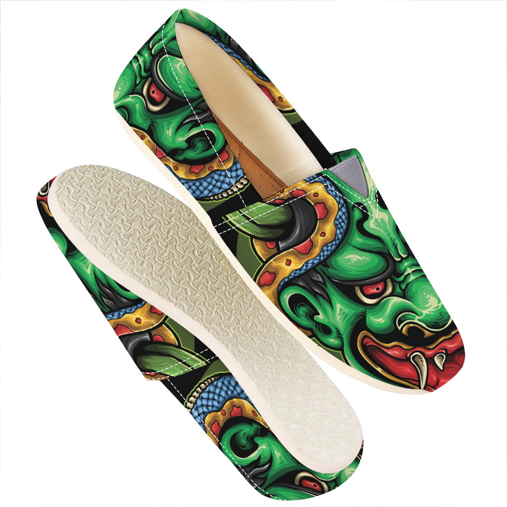 Japanese Oni Demon With Snake Print Casual Shoes