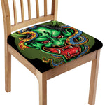 Japanese Oni Demon With Snake Print Chair Cushion Cover