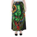 Japanese Oni Demon With Snake Print Chiffon Maxi Skirt