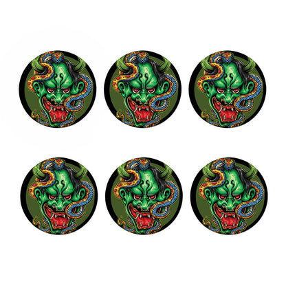 Japanese Oni Demon With Snake Print Coaster Set