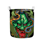 Japanese Oni Demon With Snake Print Collapsible Laundry Basket