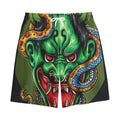 Japanese Oni Demon With Snake Print Cotton Shorts