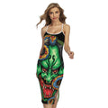 Japanese Oni Demon With Snake Print Cross Back Cami Dress