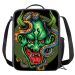 Japanese Oni Demon With Snake Print Crossbody Lunch Bag