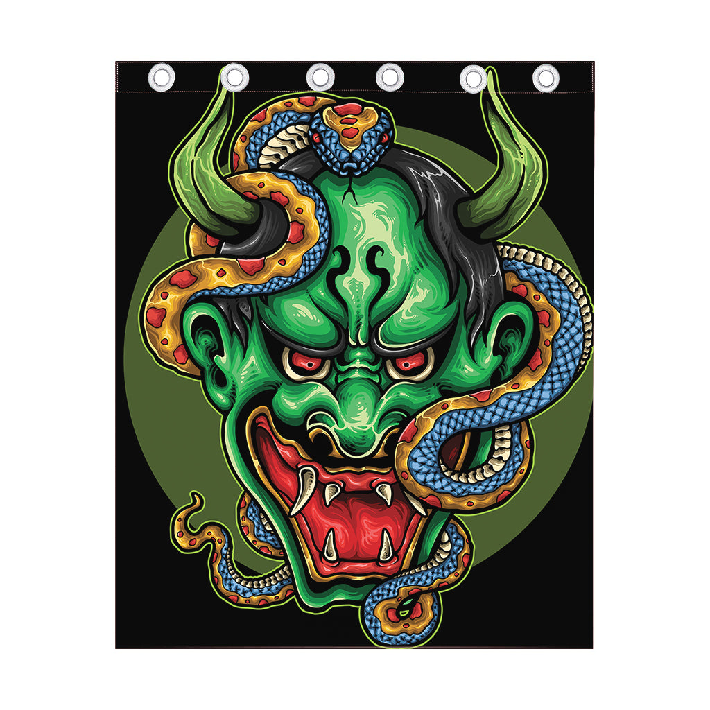 Japanese Oni Demon With Snake Print Curtain