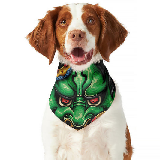 Japanese Oni Demon With Snake Print Dog Bandana