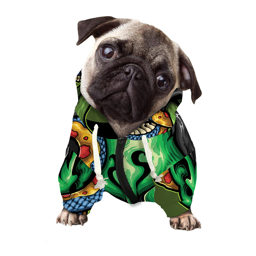 Japanese Oni Demon With Snake Print Dog Zip Up Hoodie