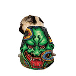 Japanese Oni Demon With Snake Print Dog Zip Up Jacket