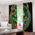Japanese Oni Demon With Snake Print Extra Wide Grommet Curtains