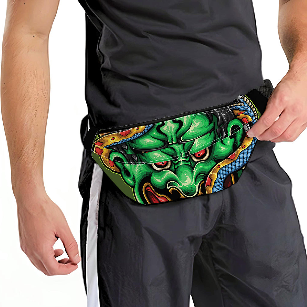 Japanese Oni Demon With Snake Print Fanny Pack