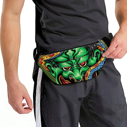 Japanese Oni Demon With Snake Print Fanny Pack