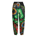 Japanese Oni Demon With Snake Print Fleece Lined Knit Pants