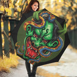 Japanese Oni Demon With Snake Print Foldable Umbrella
