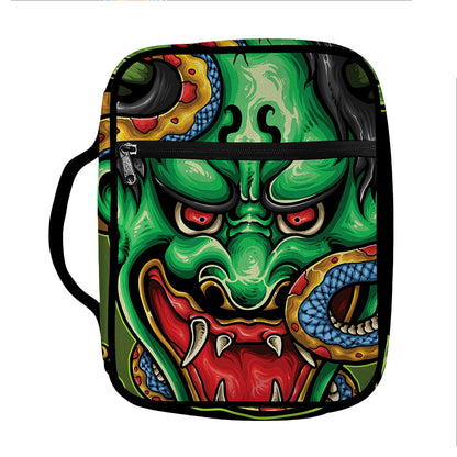 Japanese Oni Demon With Snake Print Front Pocket Bible Bag