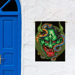 Japanese Oni Demon With Snake Print Garden Flag