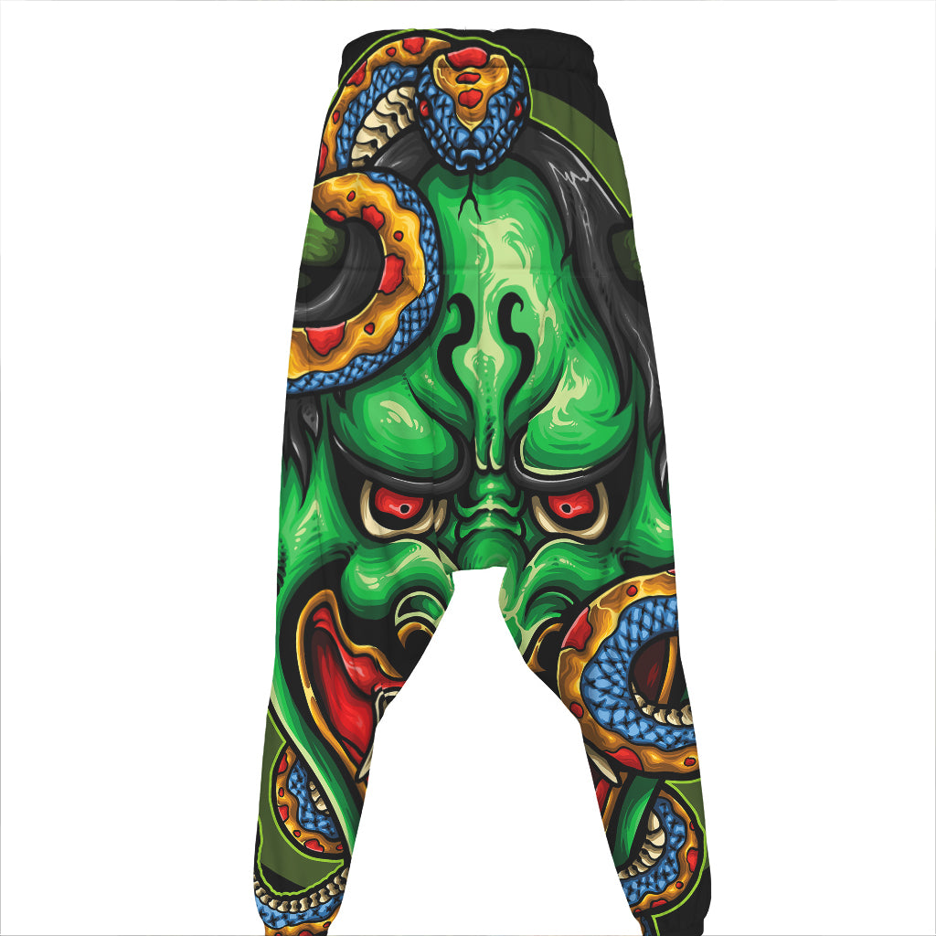 Japanese Oni Demon With Snake Print Hammer Pants