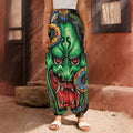 Japanese Oni Demon With Snake Print Harem Pants