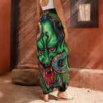 Japanese Oni Demon With Snake Print Harem Pants