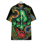 Japanese Oni Demon With Snake Print Hawaiian Shirt