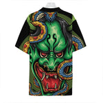 Japanese Oni Demon With Snake Print Hawaiian Shirt