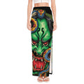 Japanese Oni Demon With Snake Print High Slit Maxi Skirt