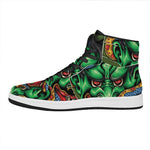 Japanese Oni Demon With Snake Print High Top Leather Sneakers