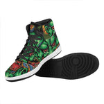 Japanese Oni Demon With Snake Print High Top Leather Sneakers