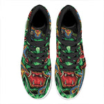 Japanese Oni Demon With Snake Print High Top Leather Sneakers