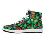 Japanese Oni Demon With Snake Print High Top Leather Sneakers