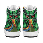 Japanese Oni Demon With Snake Print High Top Leather Sneakers