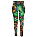 Japanese Oni Demon With Snake Print High-Waisted Pocket Leggings