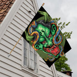 Japanese Oni Demon With Snake Print House Flag
