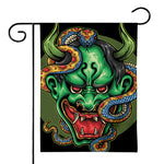 Japanese Oni Demon With Snake Print House Flag