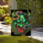 Japanese Oni Demon With Snake Print House Flag