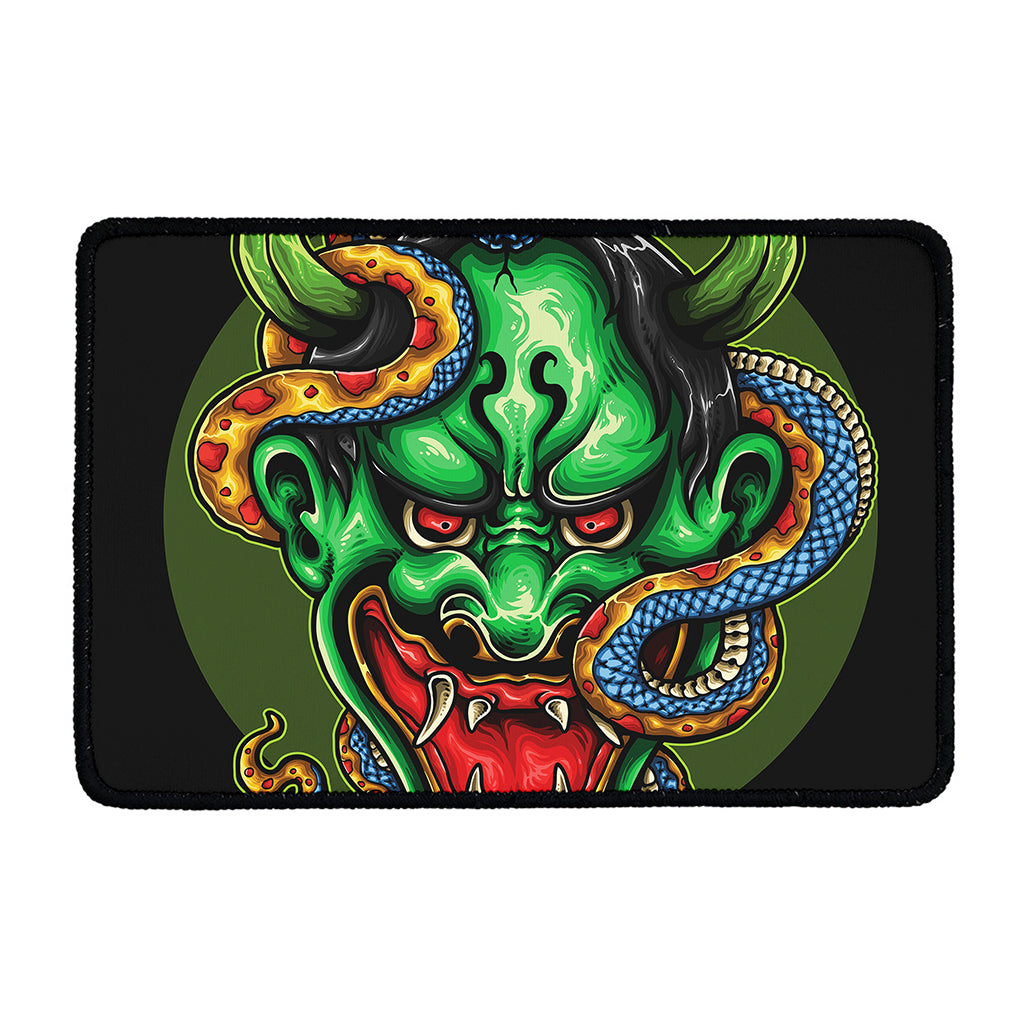 Japanese Oni Demon With Snake Print Kitchen Mat