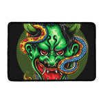 Japanese Oni Demon With Snake Print Kitchen Mat