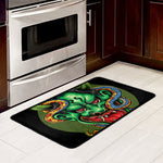 Japanese Oni Demon With Snake Print Kitchen Mat
