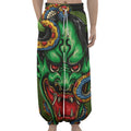 Japanese Oni Demon With Snake Print Lantern Pants