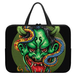 Japanese Oni Demon With Snake Print Laptop Sleeve With Handle