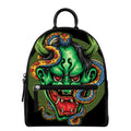 Japanese Oni Demon With Snake Print Leather Backpack