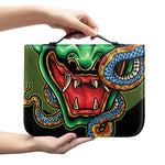 Japanese Oni Demon With Snake Print Leather Bible Cover