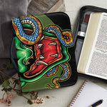 Japanese Oni Demon With Snake Print Leather Bible Cover