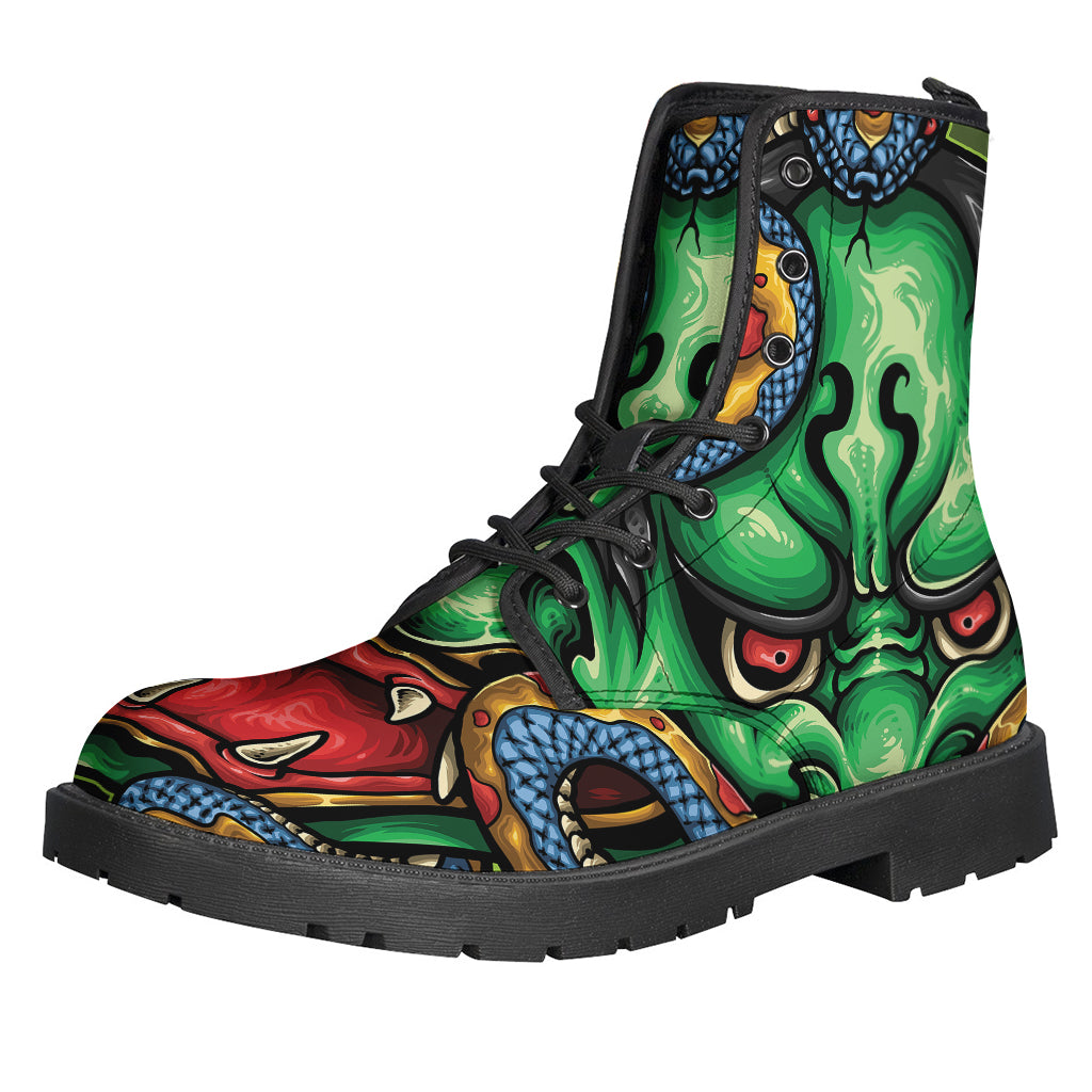 Japanese Oni Demon With Snake Print Backpack