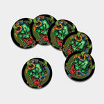 Japanese Oni Demon With Snake Print Leather Coaster Set