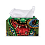 Japanese Oni Demon With Snake Print Leather Tissue Box Cover